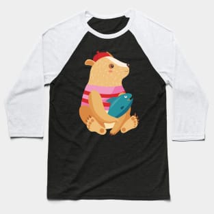 bear animal icon stylized cartoon sketch Baseball T-Shirt